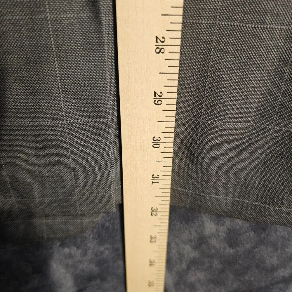 Hart Schaffner Marx Mens Grey Wool Windowpane Blazer Sportcoat 40R Flaw